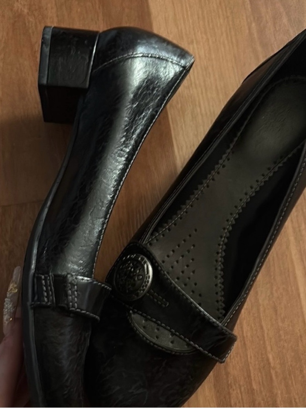 Classic Black Women's Low Block Heel Loafers